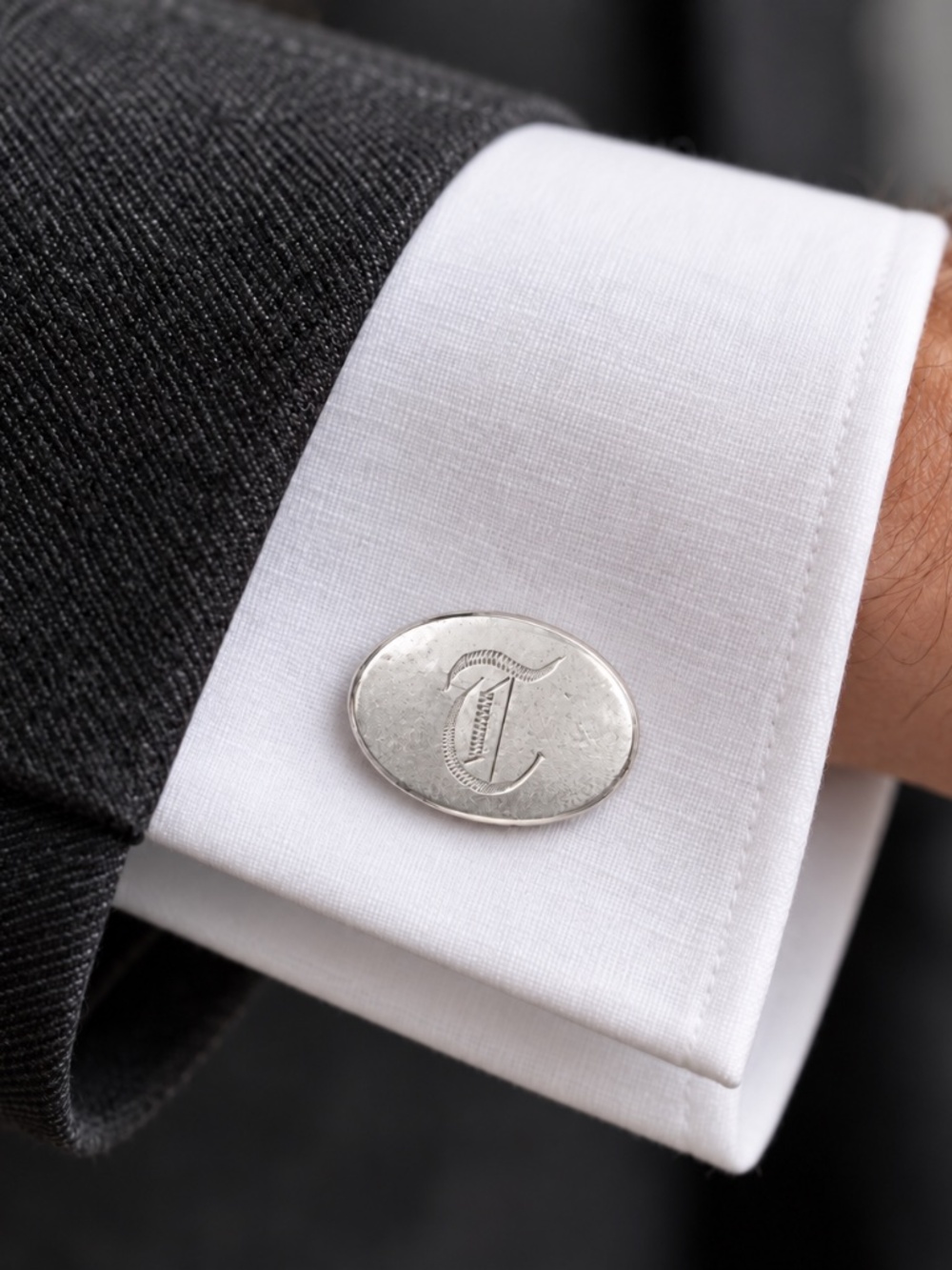 Vintage Edwardian "Bean Back" Monogram Cufflinks IInitial T by Werco 1895-1915